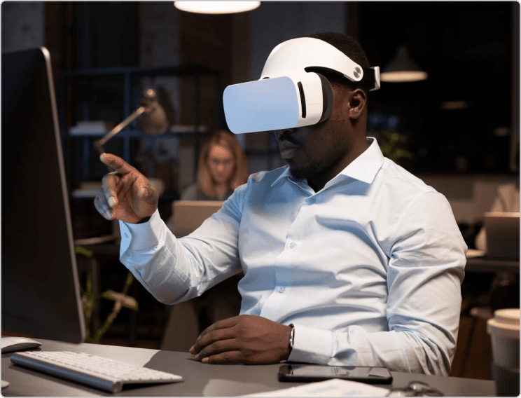 man wearing a virtual reality headset